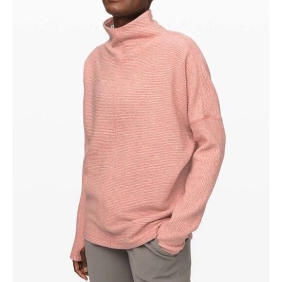 LULULEMON Along the Way Mock Neck Long Sleeve Heathered Copper Clay Pink - Picture 1 of 8